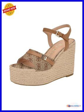 Platform Espadrille Wedge Sandals Faux Leather Ankle Strap